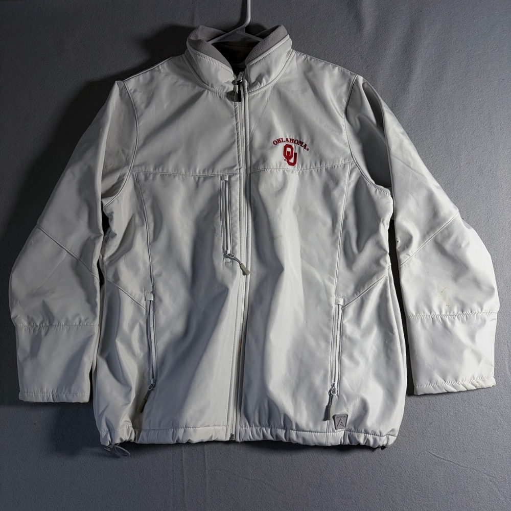 Antigua Oklahoma Sooners OU Softshell Jacket Mens XL Gray Water Resistant NCAA
